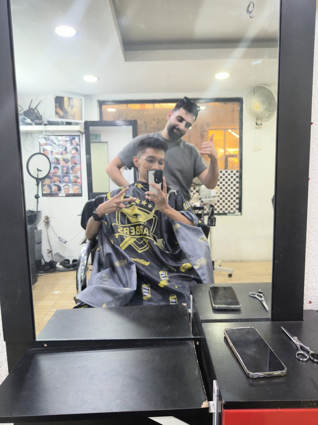 Barber at the mirror